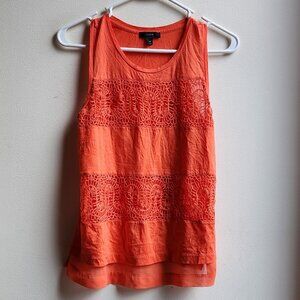 J. Crew Hot Orange Lace Tank Top Size XS